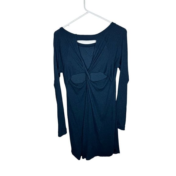 Long Sleeve Cutout & Twist Back Knit Dress Dark Blue - Picture 2 of 2